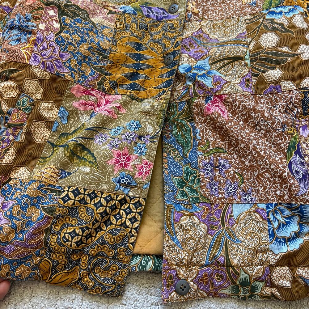 Vintage Together! Patchwork Quilted Jacket Brown Womens Size S Retro Floral - Picture 7 of 7